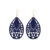 Picture of Natural Wood Earrings Multicolor Drop Filigree 7.5cm x 3.5cm, 1 Pair