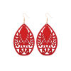 Picture of Natural Wood Earrings Multicolor Drop Filigree 7.5cm x 3.5cm, 1 Pair