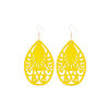Picture of Natural Wood Earrings Multicolor Drop Filigree 7.5cm x 3.5cm, 1 Pair