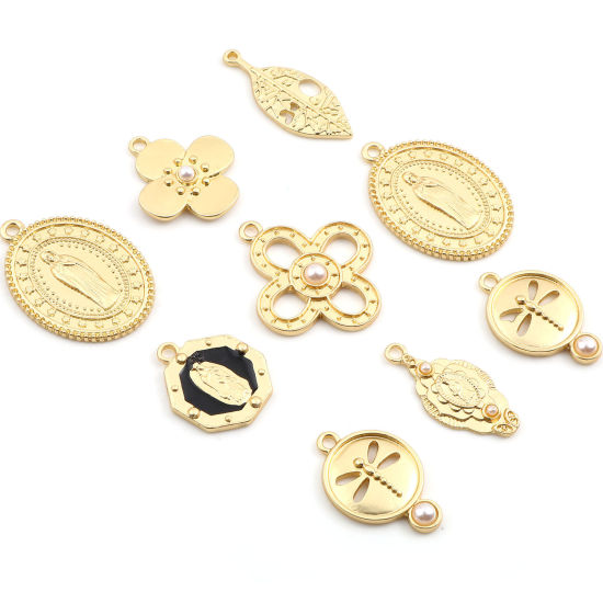 Bild von Zinklegierung Charms Matt Gold 5 Stück