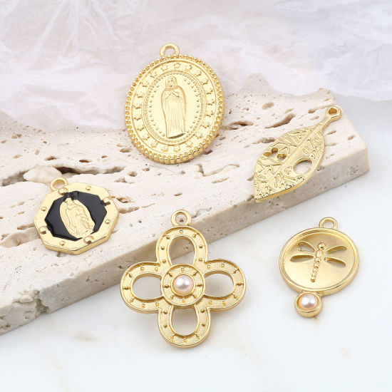 Bild von Zinklegierung Charms Matt Gold 5 Stück