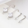 Image de Boucles d'Oreilles Crochets en Laiton Plaqué Platine Véritable avec Boucle 2 Pcs