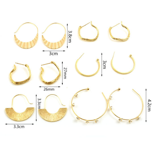 Image de Boucles d'Oreilles en Cuivre Plaqué Or Véritable 18K Taille de Poste/Fil: (20 gauge), 2 Pcs