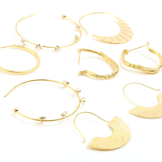 Image de Boucles d'Oreilles en Cuivre Plaqué Or Véritable 18K Taille de Poste/Fil: (20 gauge), 2 Pcs