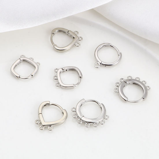 Picture of Brass Hoop Earrings Real Platinum Plated W/ Loop 2 PCs