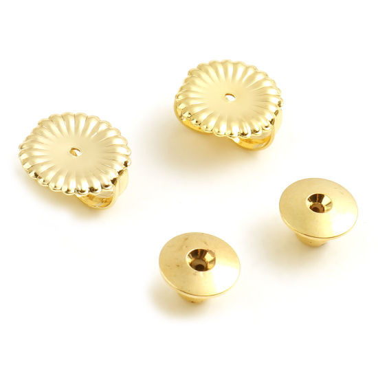Image de Embout de Boucles d'Oreilles en Laiton Plaqué Or Véritable 18K 10 Pcs