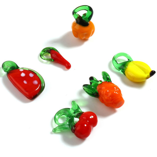 Image de Breloques en Verre Légumes Multicolore Fruits 10 Pcs