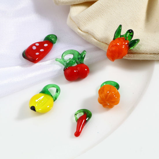 Image de Breloques en Verre Légumes Multicolore Fruits 10 Pcs