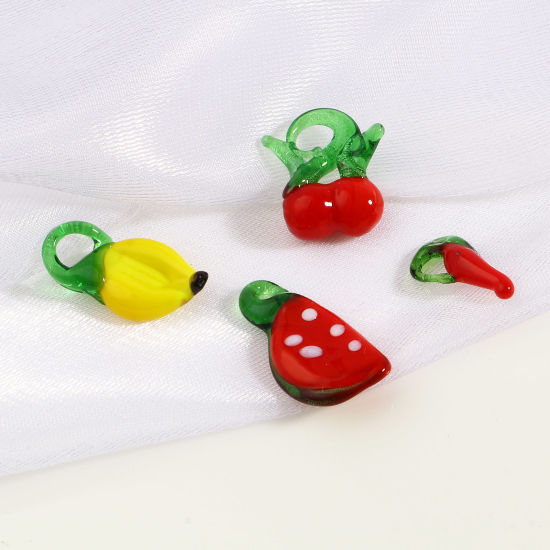 Image de Breloques en Verre Légumes Multicolore Fruits 10 Pcs