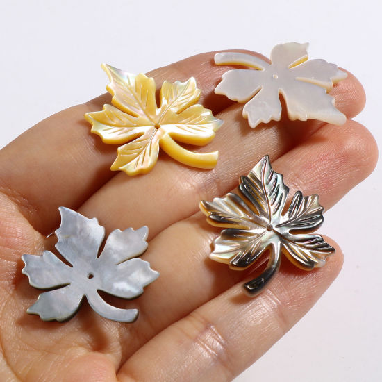 天然 シェル ペンダント 紅葉 多色 30mm x 25mm、 1 個 の画像