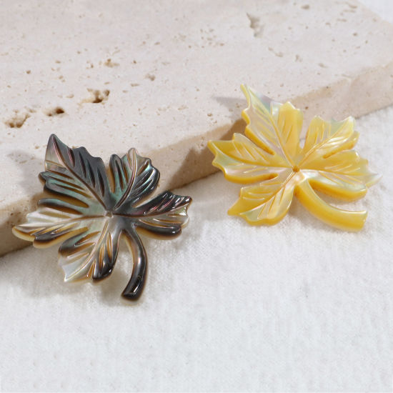天然 シェル ペンダント 紅葉 多色 30mm x 25mm、 1 個 の画像