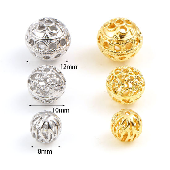 Image de Perles en Laiton Multicolore Rond Fleurs Creuses 2 Pcs