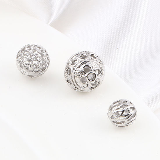 Image de Perles en Laiton Multicolore Rond Fleurs Creuses 2 Pcs