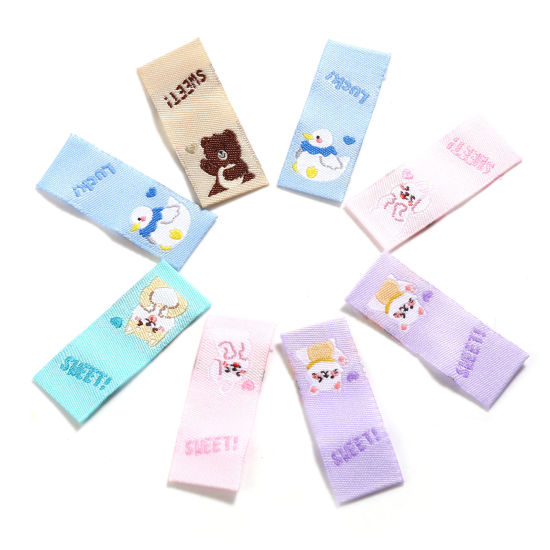 Immagine di Poliestere Tag Etichetta Rettangolo Multicolore Animale Forma 4cm x 1.5cm , 100 Pz