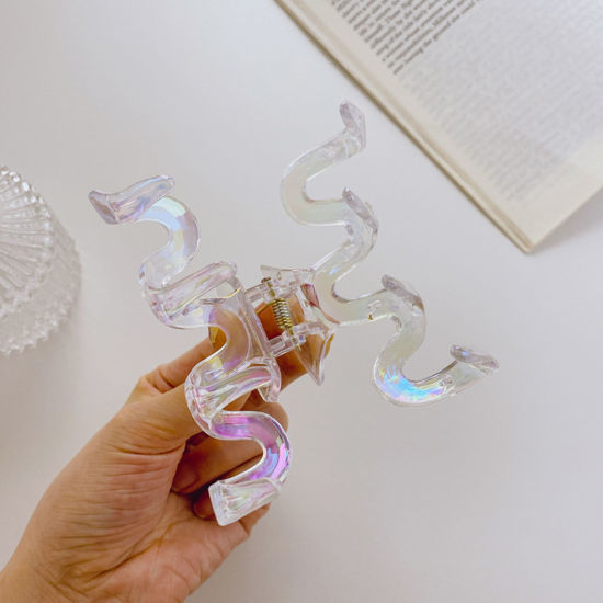 Image de Pinces à Cheveux en Plastique Clair AB couleur Géométrique Transparent 1 Pièce