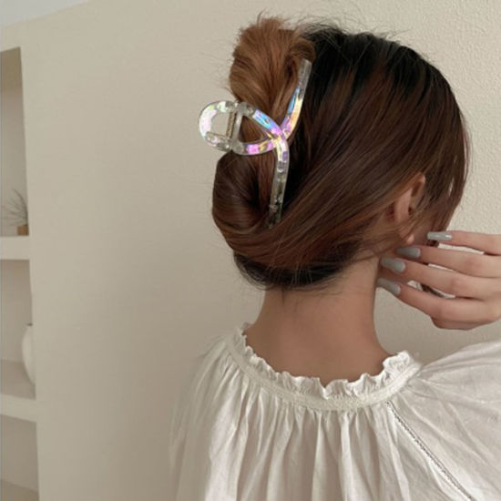 Image de Pinces à Cheveux en Plastique Clair AB couleur Géométrique Transparent 1 Pièce