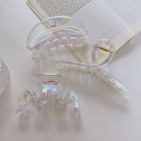 Image de Pinces à Cheveux en Plastique Clair AB couleur Géométrique Transparent 1 Pièce