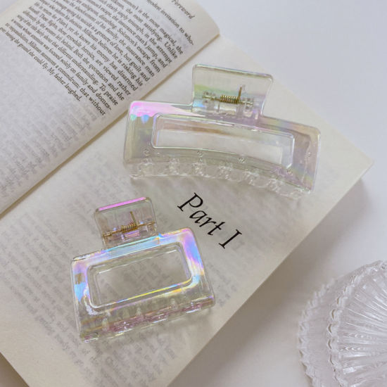 Image de Pinces à Cheveux en Plastique Clair AB couleur Géométrique Transparent 1 Pièce