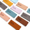 Picture of Microfiber Label Tags Rectangle Multicolor Heart Pattern " Made With Love " Faux Suede 50mm x 20mm , 10 PCs