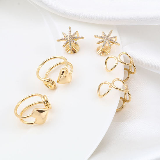 Image de Boucles d'Oreille pour Cartilage en Cuivre Plaqué Or Véritable 18K Forme de C 1 Pièce