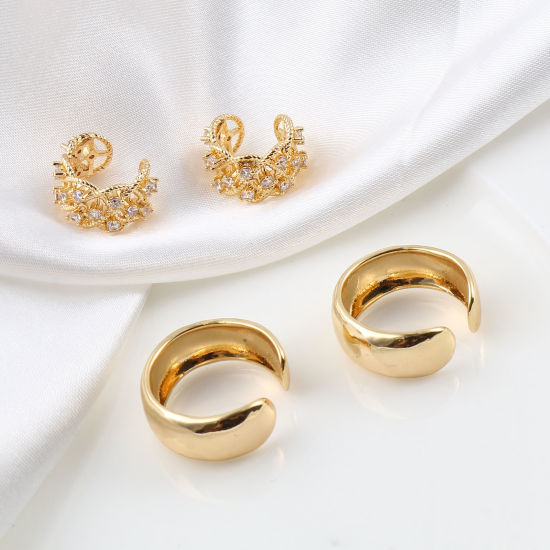 Image de Boucles d'Oreille pour Cartilage en Cuivre Plaqué Or Véritable 18K Forme de C 1 Pièce