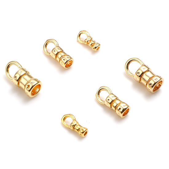 Image de Embouts pour Cordons en Laiton Plaqué Or Véritable 18K Colonne 2 Pcs