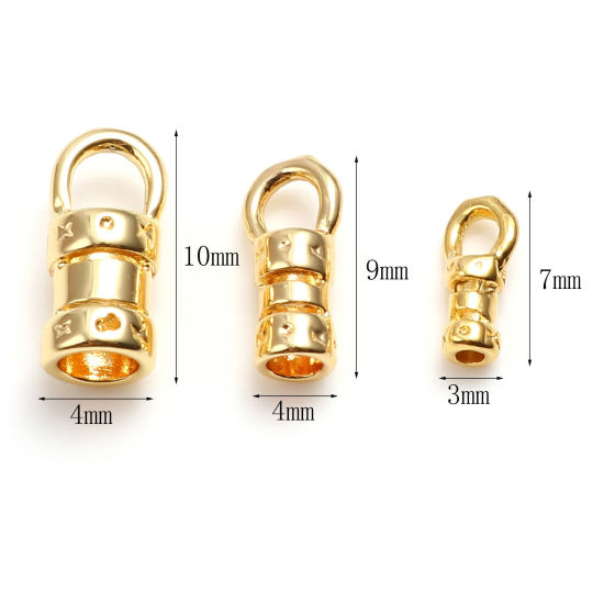Image de Embouts pour Cordons en Laiton Plaqué Or Véritable 18K Colonne 2 Pcs