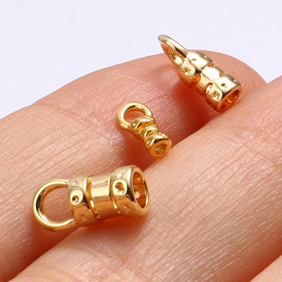 Image de Embouts pour Cordons en Laiton Plaqué Or Véritable 18K Colonne 2 Pcs