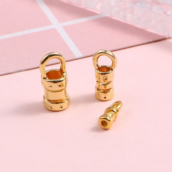 Image de Embouts pour Cordons en Laiton Plaqué Or Véritable 18K Colonne 2 Pcs