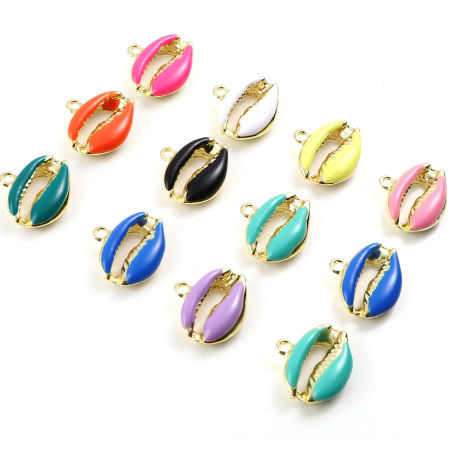 Breloques en Alliage de Zinc Coquille Doré Multicolore 5 Pcs
