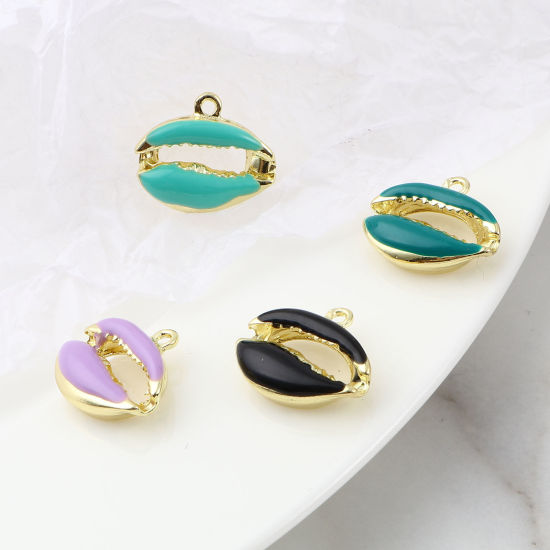 Immagine di Lega di Zinco Charms Conchiglia Oro Placcato Multicolore 5 Pz