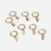 Picture of Eco-friendly Sweet & Cute Birthstone 14K Gold Plated Multicolor 304 Stainless Steel & Cubic Zirconia Rectangle Hoop Earrings For Women Birthday