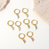 Picture of Eco-friendly Sweet & Cute Birthstone 14K Gold Plated Multicolor 304 Stainless Steel & Cubic Zirconia Rectangle Hoop Earrings For Women Birthday