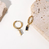 Picture of Eco-friendly Sweet & Cute Birthstone 14K Gold Plated Multicolor 304 Stainless Steel & Cubic Zirconia Rectangle Hoop Earrings For Women Birthday