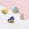 Picture of Zinc Based Alloy Valentine's Day Charms Heart Multicolor Rainbow White Rhinestone 23mm x 21mm, 10 PCs