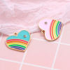 Picture of Zinc Based Alloy Valentine's Day Charms Heart Multicolor Rainbow White Rhinestone 23mm x 21mm, 10 PCs