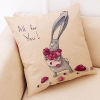 Imagen de Easter Rabbit Pattern Flax Square Pillowcase Home Textile Decoration