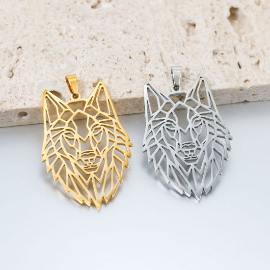 Imagen de Acero Inoxidable Colgantes Lobo Multicolor 1 Unidad