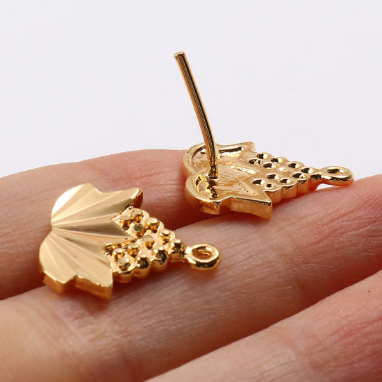 Image de Boucles d'Oreilles Puces en Laiton Plaqué Or Véritable avec Boucle 4 Pcs