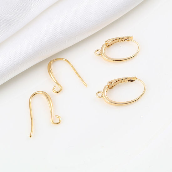 Image de Boucles d'Oreilles Puces en Laiton Plaqué Or Véritable avec Boucle 4 Pcs