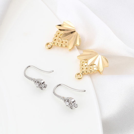 Image de Boucles d'Oreilles Puces en Laiton Plaqué Or Véritable avec Boucle 4 Pcs
