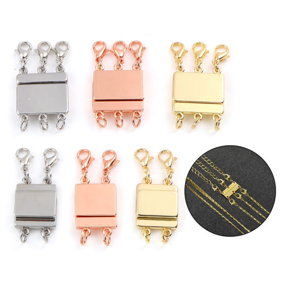 Image de Fermoirs Magnétiques Superposés pour Bracelet Collier Multicouche Empilable en Alliage de Zinc Rectangle Multicolore 1 Pièce