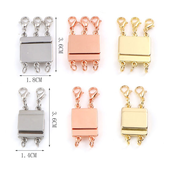 Image de Fermoirs Magnétiques Superposés pour Bracelet Collier Multicouche Empilable en Alliage de Zinc Rectangle Multicolore 1 Pièce