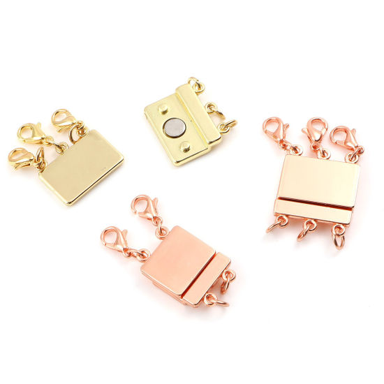 Image de Fermoirs Magnétiques Superposés pour Bracelet Collier Multicouche Empilable en Alliage de Zinc Rectangle Multicolore 1 Pièce