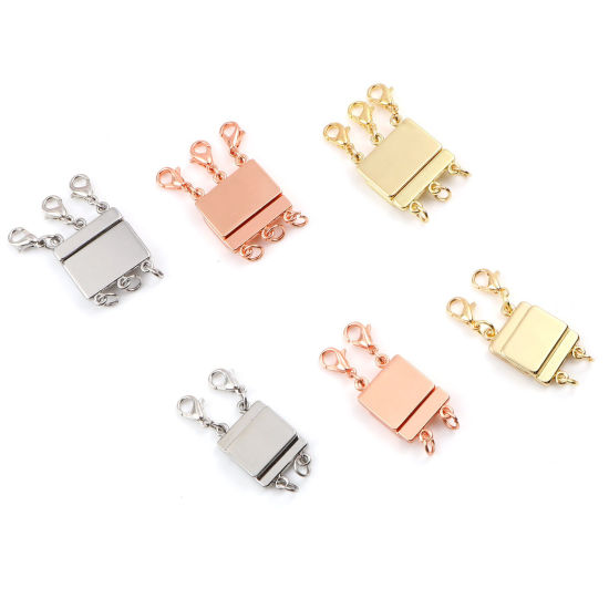Image de Fermoirs Magnétiques Superposés pour Bracelet Collier Multicouche Empilable en Alliage de Zinc Rectangle Multicolore 1 Pièce
