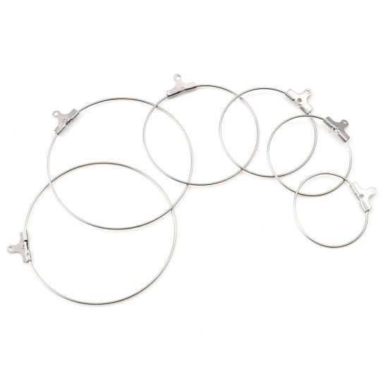 Picture of Stainless Steel Earring Accessories Round Silver Tone Can Open