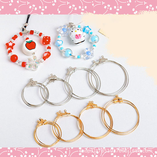 Picture of Stainless Steel Earring Accessories Round Silver Tone Can Open