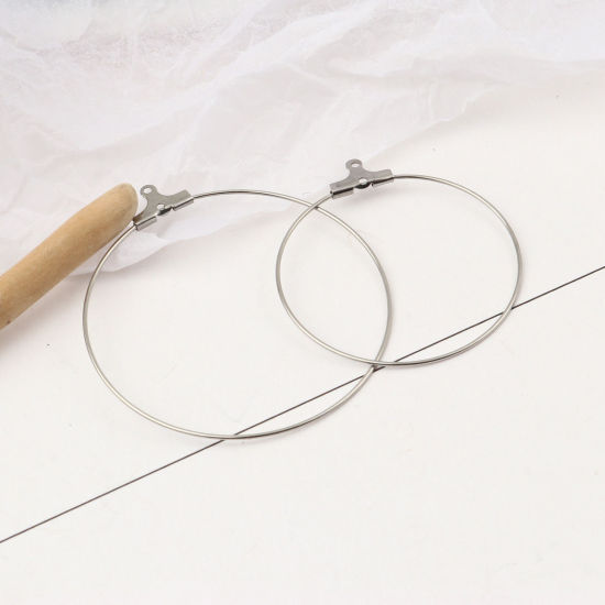 Picture of Stainless Steel Earring Accessories Round Silver Tone Can Open