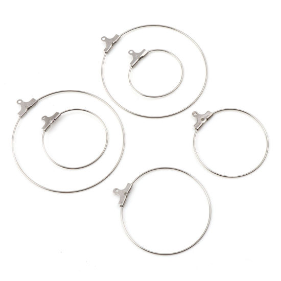 Picture of Stainless Steel Earring Accessories Round Silver Tone Can Open