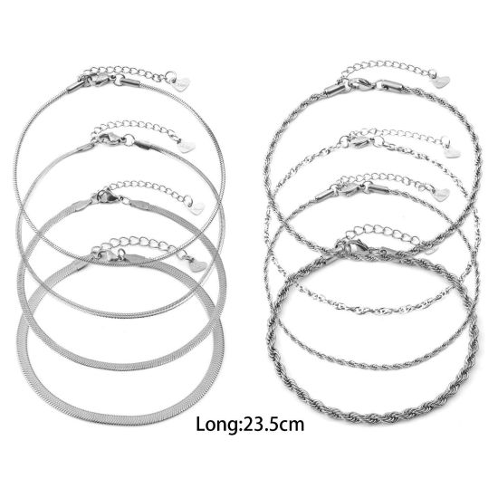 Image de Chaînes de Cheville en Acier Inoxydable Chaînes Argent Mat